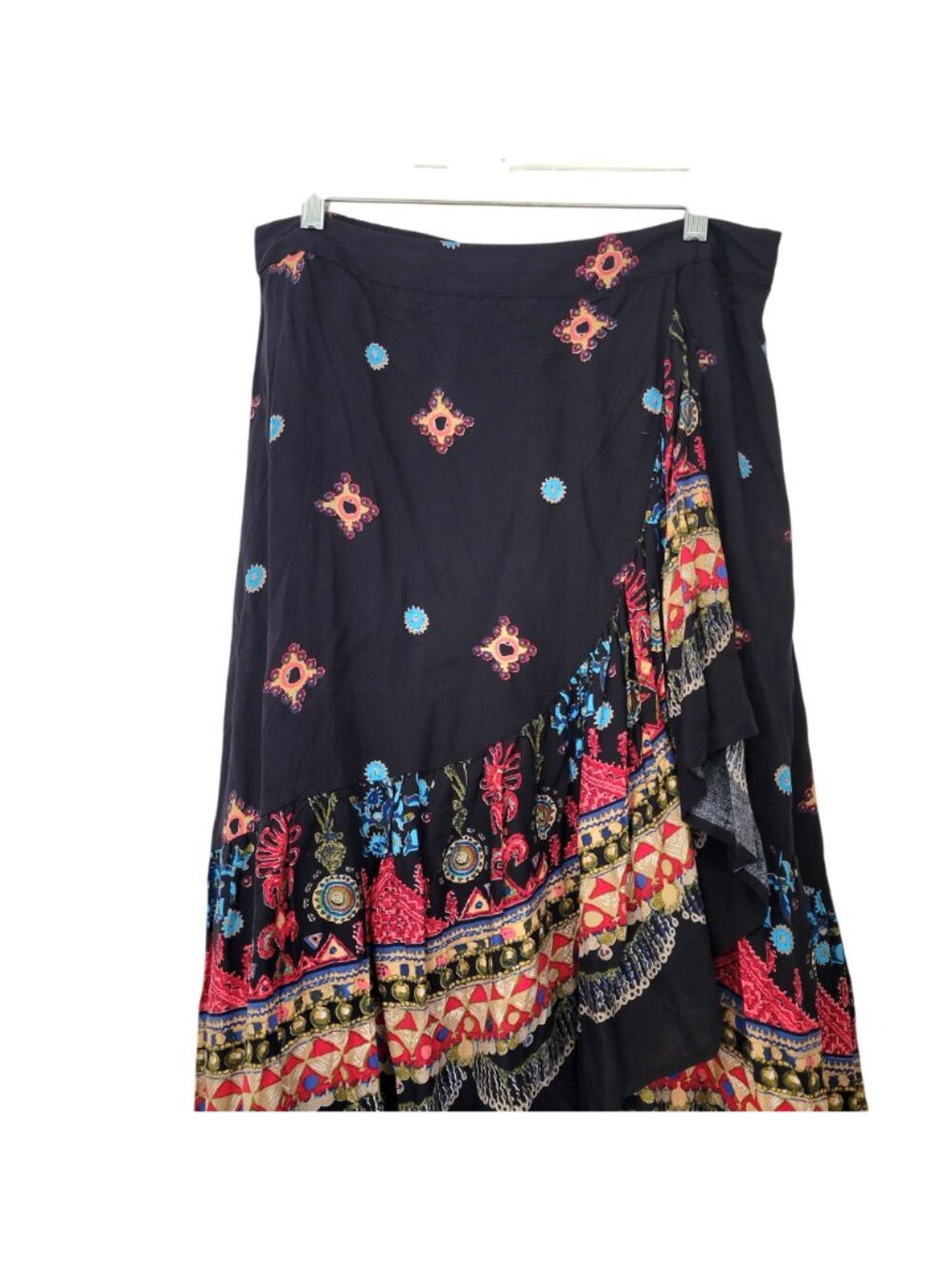 The Pyramid Collection Boho Ruffled Maxi Skirt Large Multicolor Rayon - Picture 5 of 7